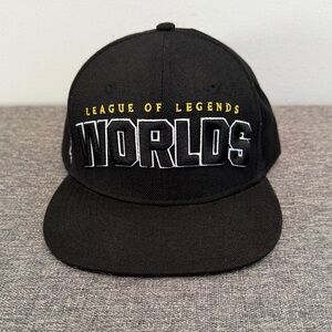 League of Legends 2016 Worlds Black Baseball Hat Flat Bill Adjustable Wool Blend